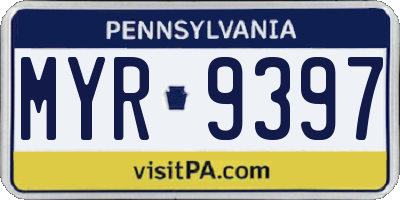 PA license plate MYR9397