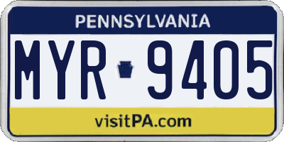 PA license plate MYR9405
