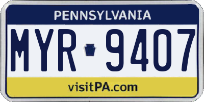 PA license plate MYR9407