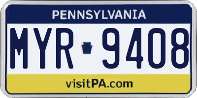 PA license plate MYR9408