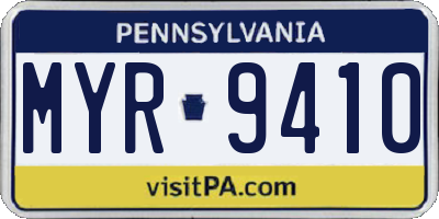 PA license plate MYR9410