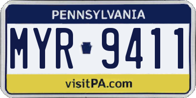 PA license plate MYR9411