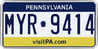 PA license plate MYR9414