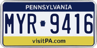 PA license plate MYR9416