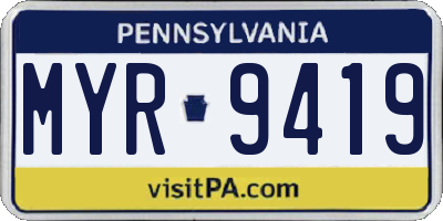 PA license plate MYR9419