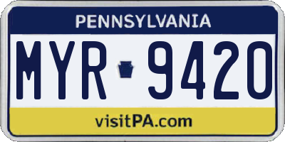PA license plate MYR9420