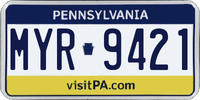 PA license plate MYR9421