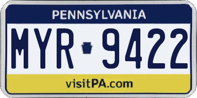 PA license plate MYR9422
