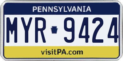 PA license plate MYR9424