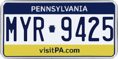 PA license plate MYR9425