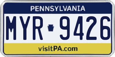 PA license plate MYR9426