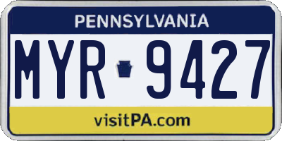 PA license plate MYR9427