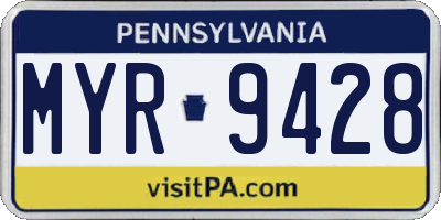 PA license plate MYR9428