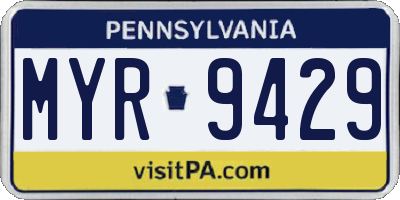 PA license plate MYR9429