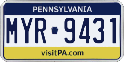 PA license plate MYR9431
