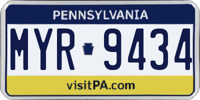 PA license plate MYR9434