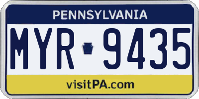 PA license plate MYR9435