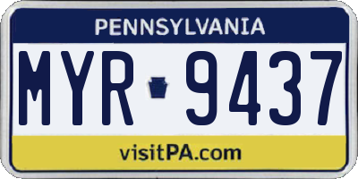 PA license plate MYR9437