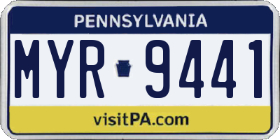 PA license plate MYR9441