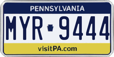 PA license plate MYR9444