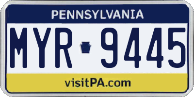 PA license plate MYR9445