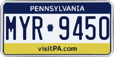 PA license plate MYR9450