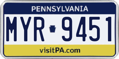 PA license plate MYR9451