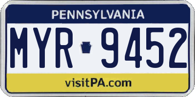 PA license plate MYR9452