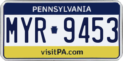 PA license plate MYR9453