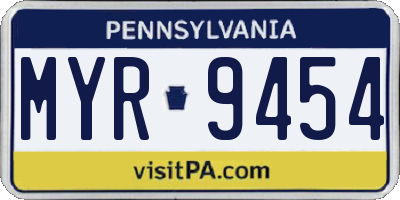 PA license plate MYR9454