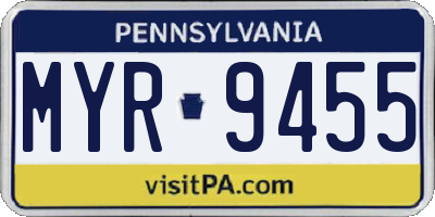 PA license plate MYR9455