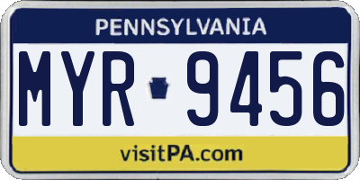 PA license plate MYR9456
