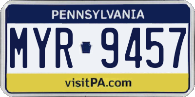 PA license plate MYR9457