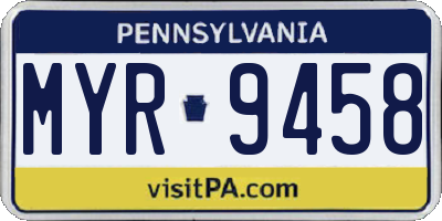 PA license plate MYR9458