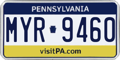 PA license plate MYR9460