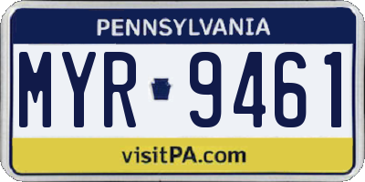 PA license plate MYR9461
