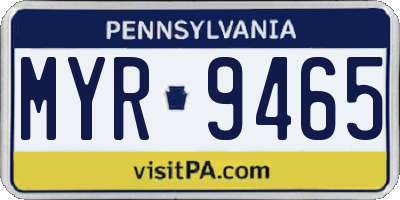 PA license plate MYR9465