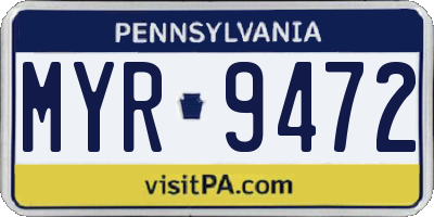 PA license plate MYR9472