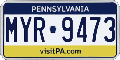 PA license plate MYR9473