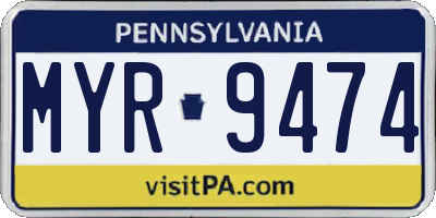 PA license plate MYR9474