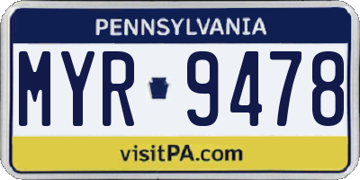 PA license plate MYR9478