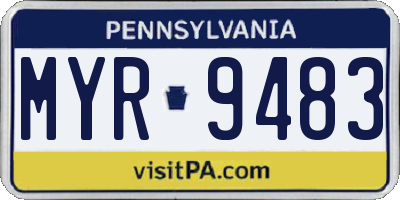 PA license plate MYR9483