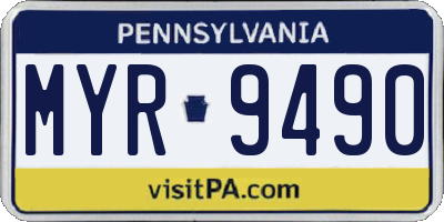 PA license plate MYR9490