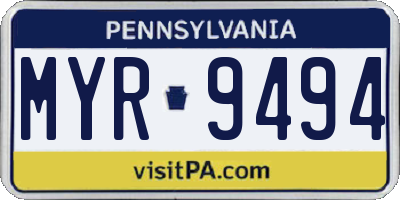 PA license plate MYR9494