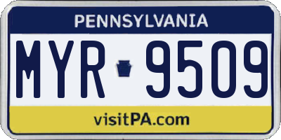 PA license plate MYR9509