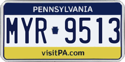 PA license plate MYR9513