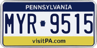 PA license plate MYR9515