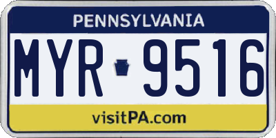 PA license plate MYR9516