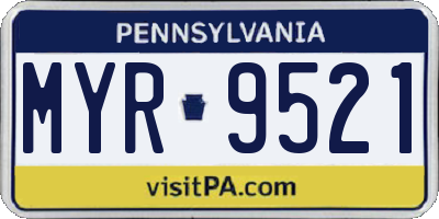 PA license plate MYR9521