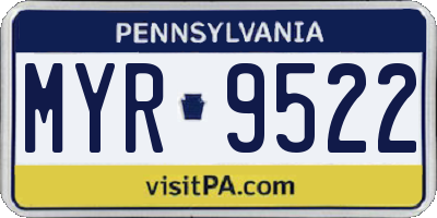 PA license plate MYR9522
